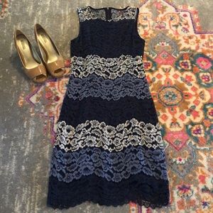 Navy & blue Lace Sheath Dress XS